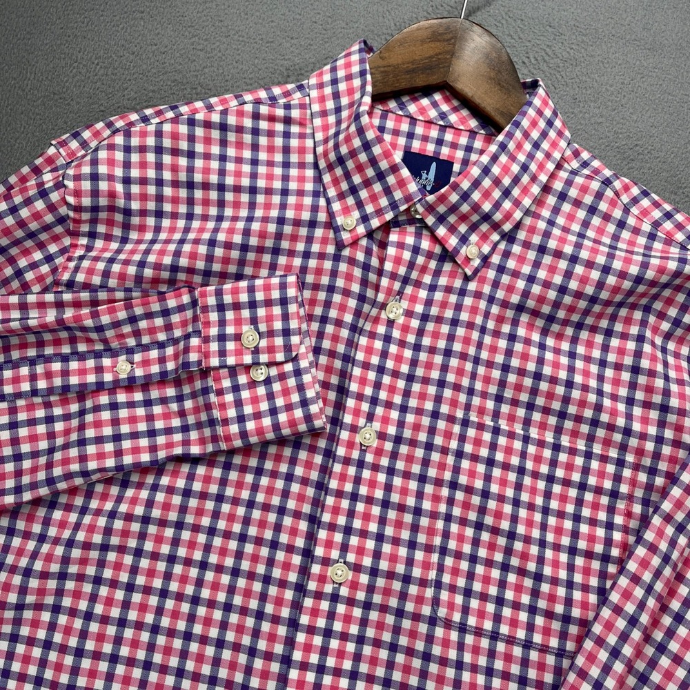 Johnnie-O Performance Men Button Up Shirt L Multicolor Cotton Gingham Plaid Prep